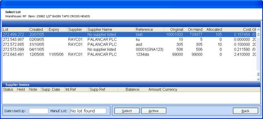 adjust lot select